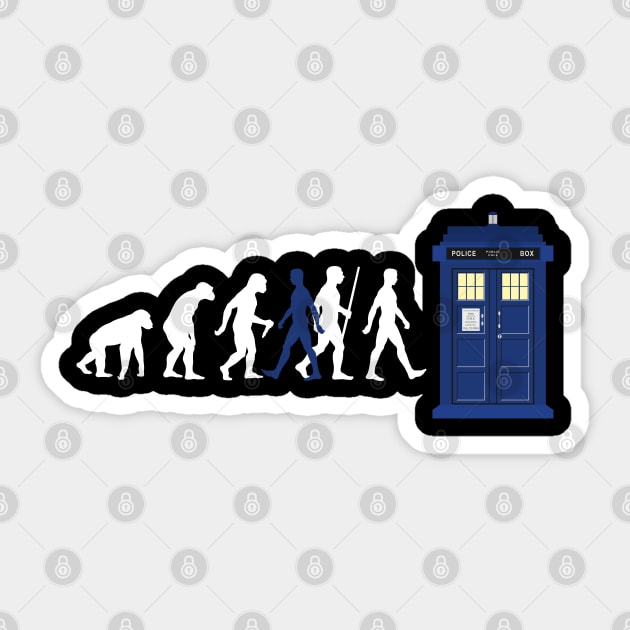 EVOLUTION Of Humans - Blue Police Public Call Box 5 Sticker by EDDArt